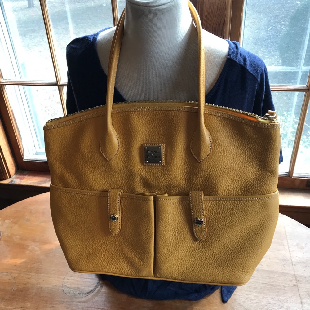 Dooney & Bourke Yellow Tote with Genuine Leather in Pebble and Spacious Design